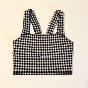 Aerie Offline Square Neck Gingham Sports Bra Top Size S